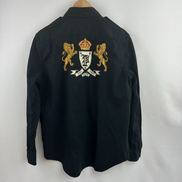 Polo Ralph Lauren Military Black Shirt – Preppy crest Men's Large L - Picture 10 of 15